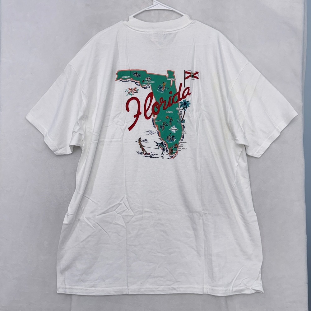 Vintage Reyn Spooner T Shirt Mens 2XL White Florida State Graphic 90s USA
